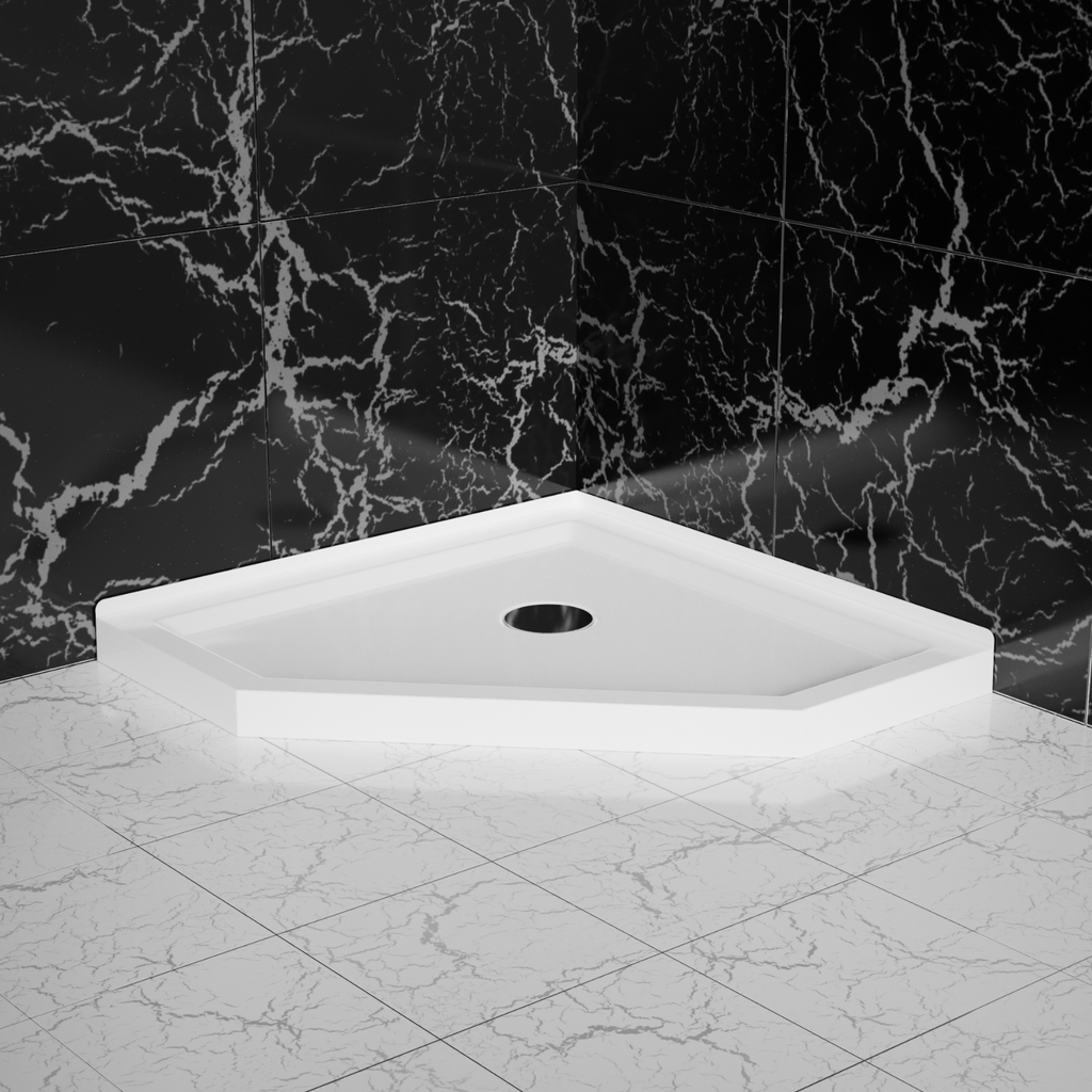 36"x36" Corner Shower Pan Base Neo-Angle Center Drain, No Drainage Set