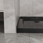 36"D x 36"W x 3.4"H Black Neo - Angle Corner Drain Shower Base, No Drain Kit