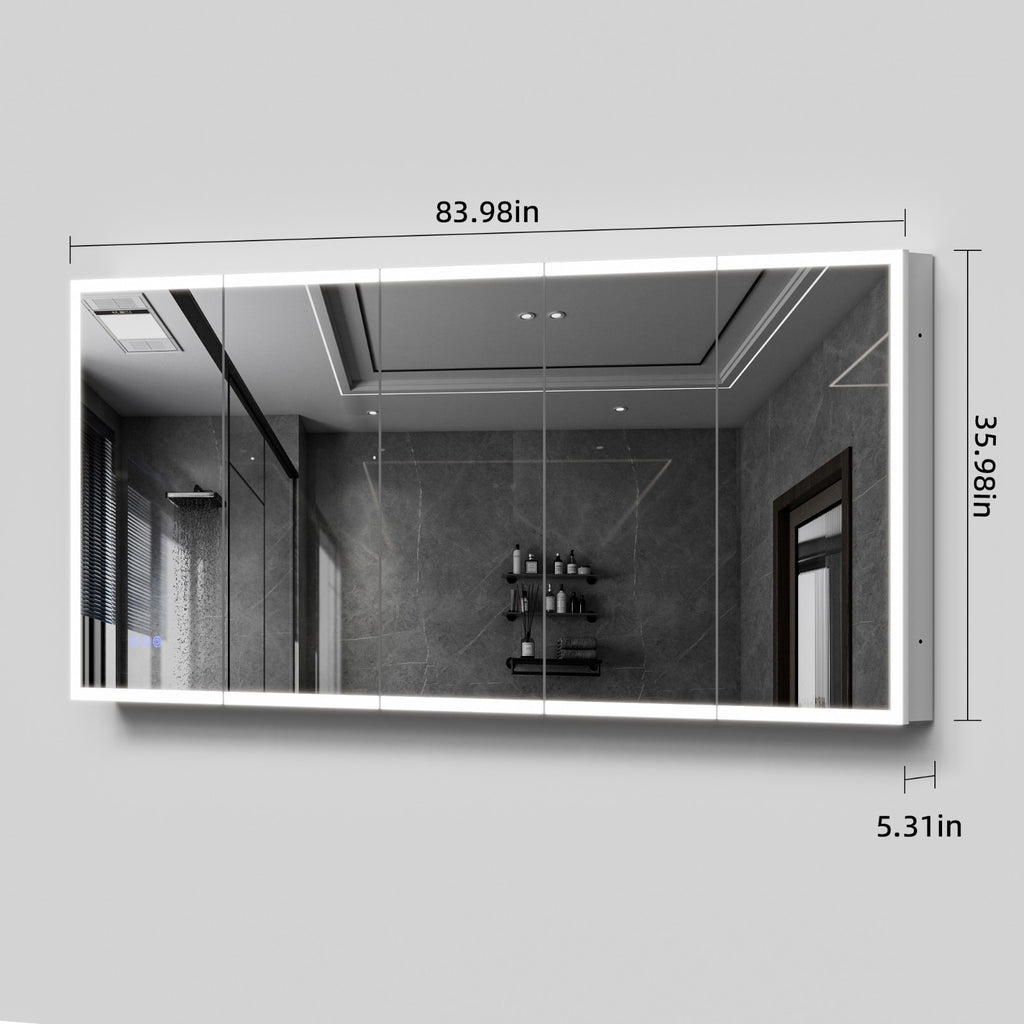 84"X36"Led Medicine Cabinet Bathroom Mirror Recessed /Wall Mounted, Anti-Fog