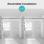 （68-72）''x76" Double Sliding Shower Door 3/8"Tempered Glass Chrome No Soft-close