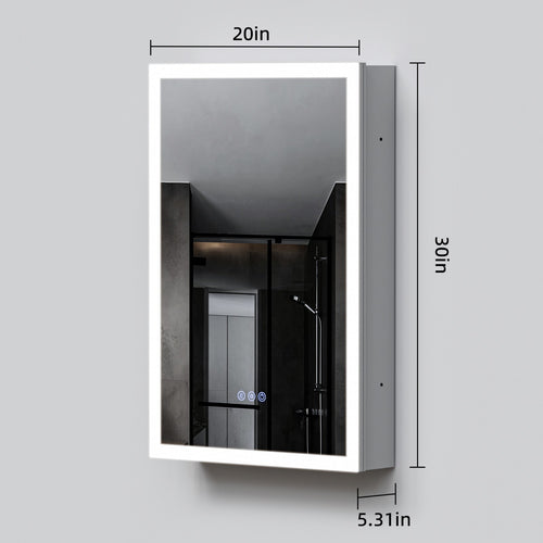 20"X30"Led Medicine Cabinet Bathroom Mirror Recessed /Wall Mounted,Anti-Fog