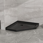 36"D x 36"W x 3.4"H Black Neo - Angle Corner Drain Shower Base, No Drain Kit