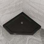36"D x 36"W x 3.4"H Black Neo - Angle Corner Drain Shower Base, No Drain Kit