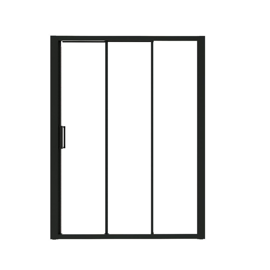 （56"-60") x70"  Tri-fold Sliding Shower Door, Matte Black, 6mm Tempered Glass
