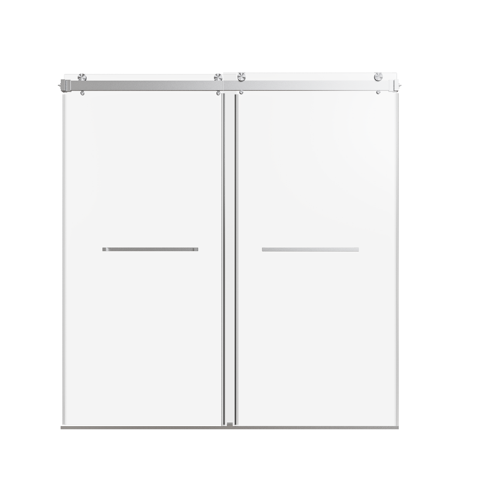 68-72x76" Frameless Double Slide Shower Door 3/8" Tempered Glass Brushed Nickel