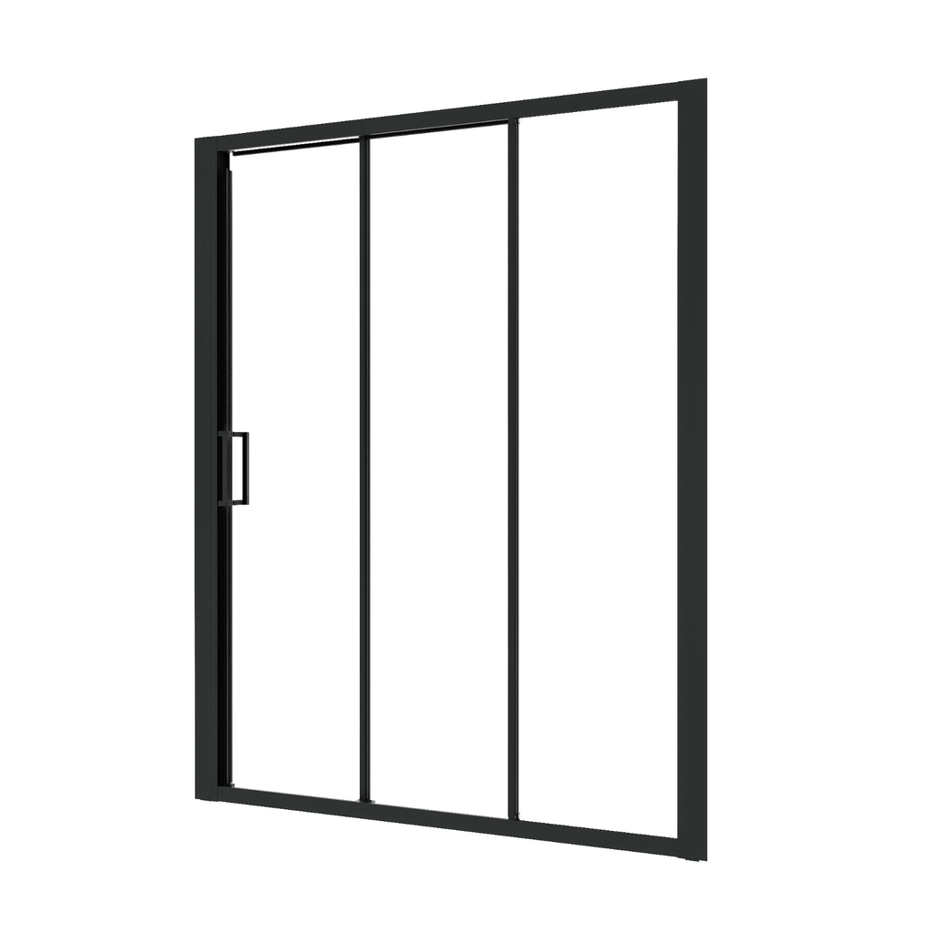 （56"-60") x70"  Tri-fold Sliding Shower Door, Matte Black, 6mm Tempered Glass