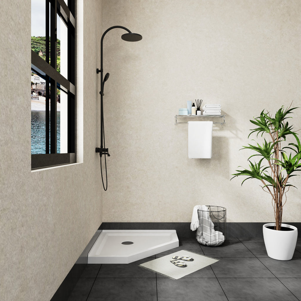 36"x36" Corner Shower Pan Base Neo-Angle Center Drain, No Drainage Set