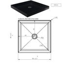 36'' Square Shower Base Black ABS, high-gloss,Centered Drain, without  drain set