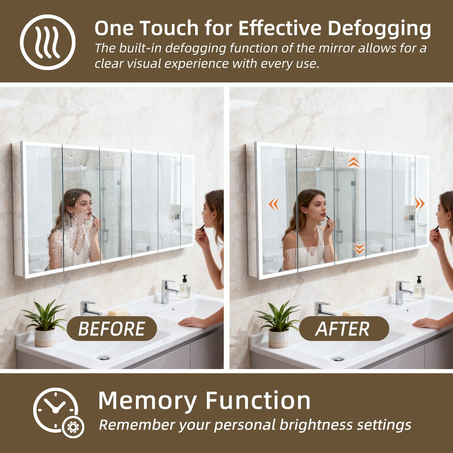96"X40"Led Medicine Cabinet Bathroom Mirror Recessed /Wall Mounted,Anti-Fog