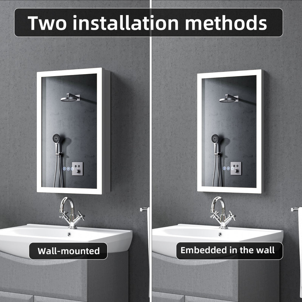16"X26"Led Medicine Cabinet Bathroom Mirror Recessed /Wall Mounted,Anti-Fog