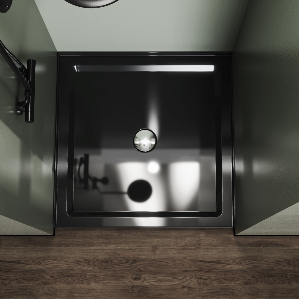 36'' Square Shower Base Black ABS, high-gloss,Centered Drain, without  drain set