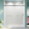 68-72x76" Frameless Double Slide Shower Door 3/8" Tempered Glass Brushed Nickel