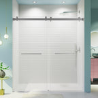 68-72x76" Frameless Double Slide Shower Door 3/8" Tempered Glass Brushed Nickel