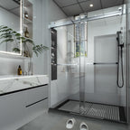 (56-60)''x76'' Frameless Double Sliding Shower Door, 10mm SGCC Tempered Glass