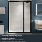 （56"-60") x70"  Tri-fold Sliding Shower Door, Matte Black, 6mm Tempered Glass