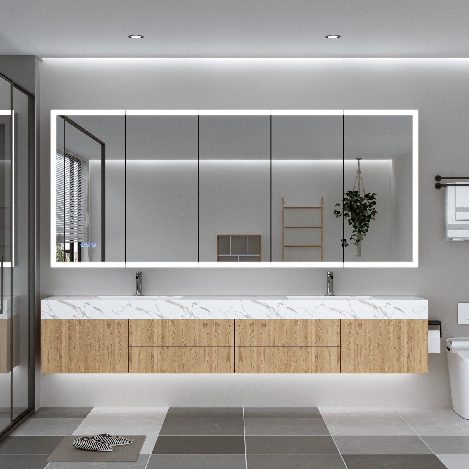 84"X36"Led Medicine Cabinet Bathroom Mirror Recessed /Wall Mounted, Anti-Fog