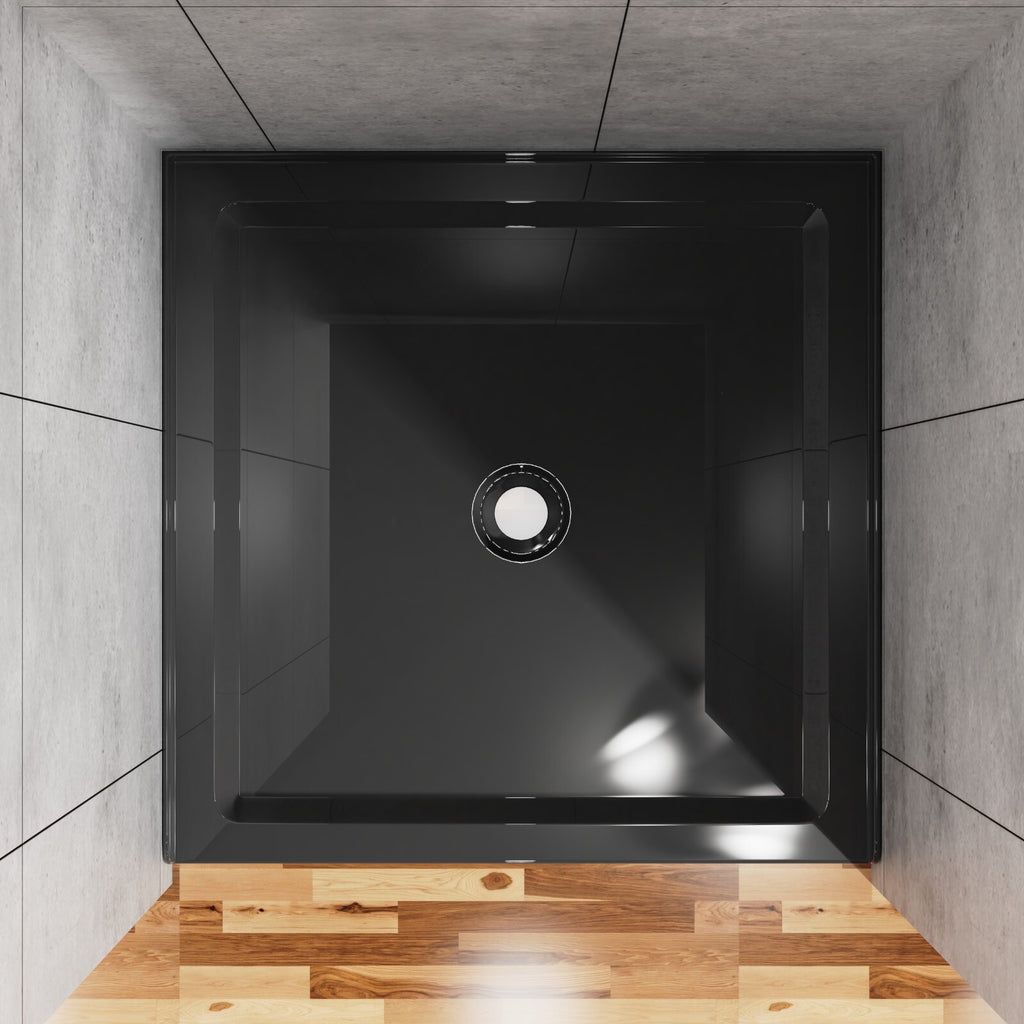 36'' Square Shower Base Black ABS, high-gloss,Centered Drain, without  drain set