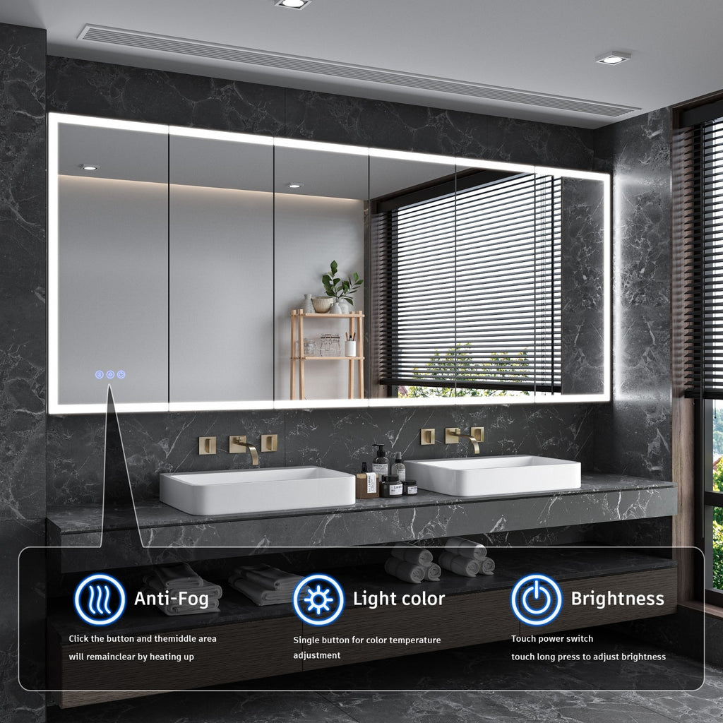 96"X40"Led Medicine Cabinet Bathroom Mirror Recessed /Wall Mounted,Anti-Fog