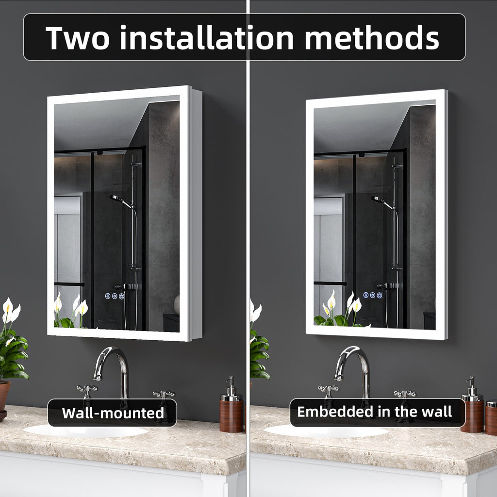 20"X30"Led Medicine Cabinet Bathroom Mirror Recessed /Wall Mounted,Anti-Fog
