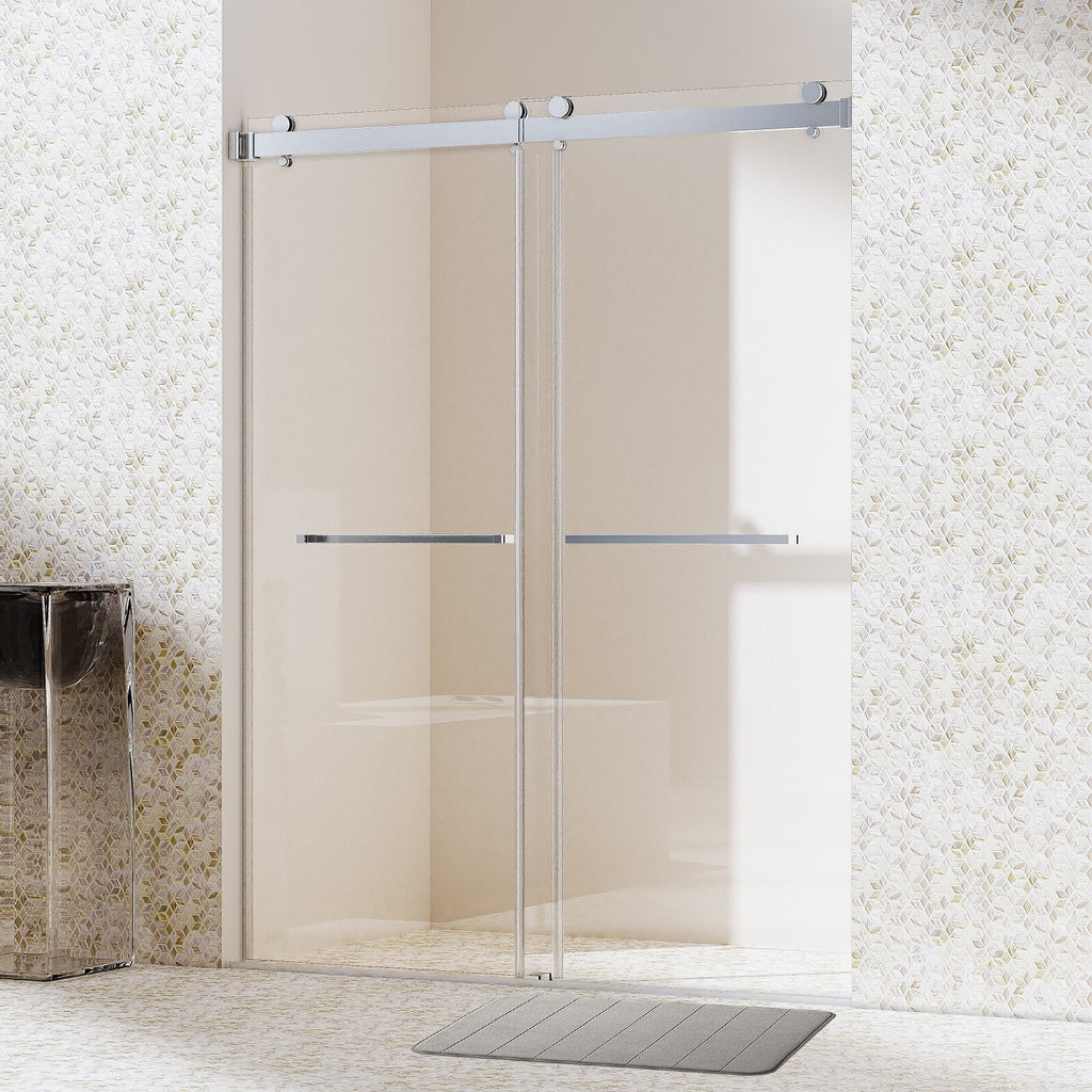 56-60"W x 76"H Double Sliding Shower Door in Chrome,  3/8'' (10mm) Clear Glass