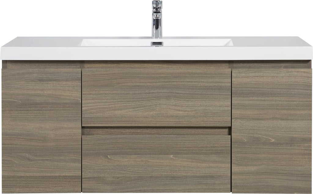 Floating Bathroom Vanity with Sink, Wall Mounted Floating Vanity with Soft Close Drawers, Large Storage Bathroom Vanity with One-Piece Smooth Sink, Fully Assembled