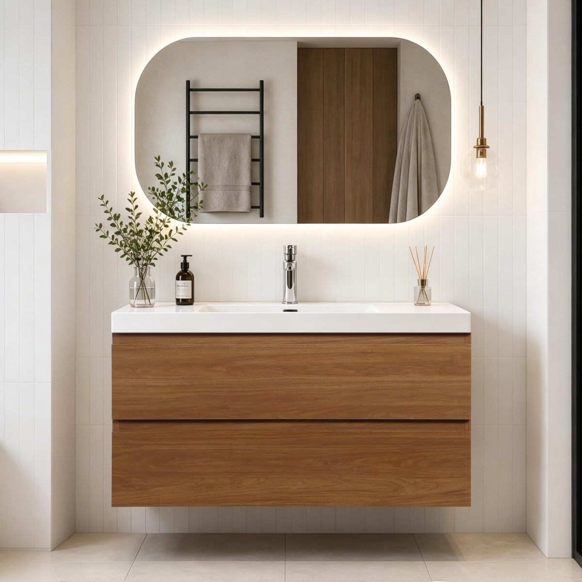 Floating Bathroom Vanity with Sink, Wall Mounted Floating Vanity with Soft Close Drawers, Large Storage Bathroom Vanity with One-Piece Smooth Sink, Fully Assembled