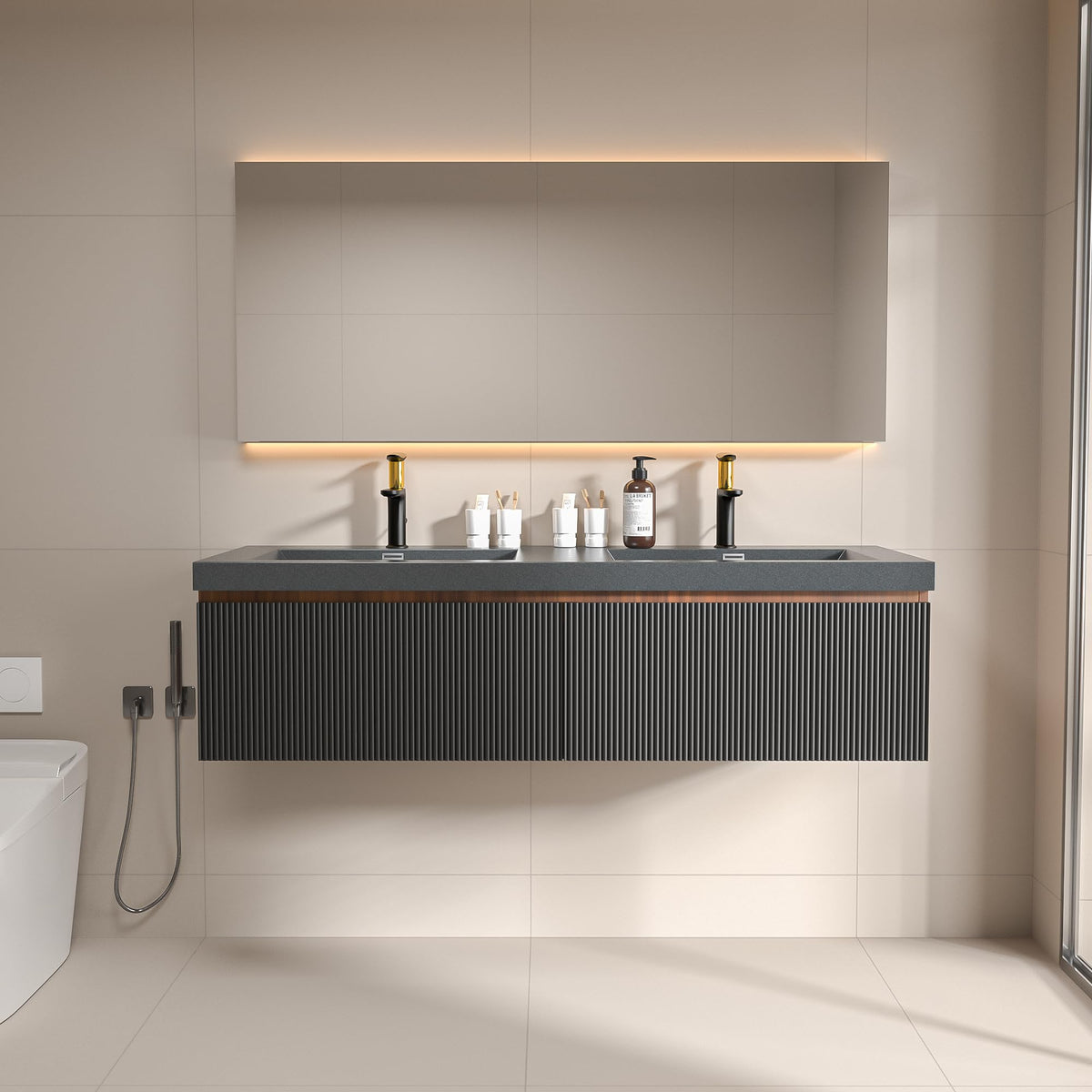 Floating Bathroom Vanity with Sink, Large Storage Wall Mounted Floating Vanity with Soft Close Drawers, One-Piece Basin Bathroom Sink Cabinet