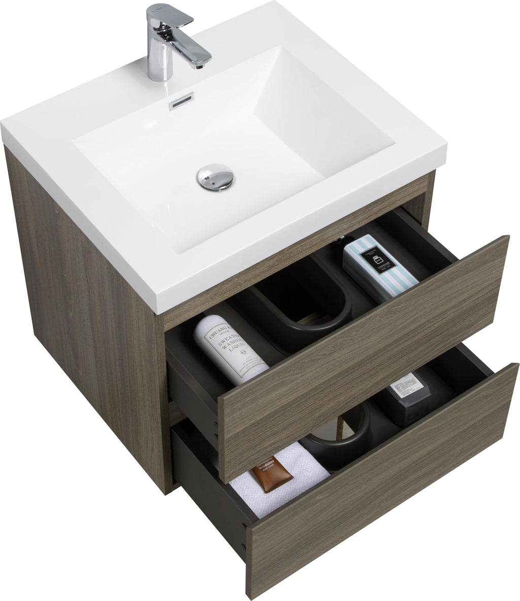 Floating Bathroom Vanity with Sink, Large Storage Wall Mounted Floating Vanity with Soft Close Drawers, One-Piece Basin Bathroom Sink Cabinet
