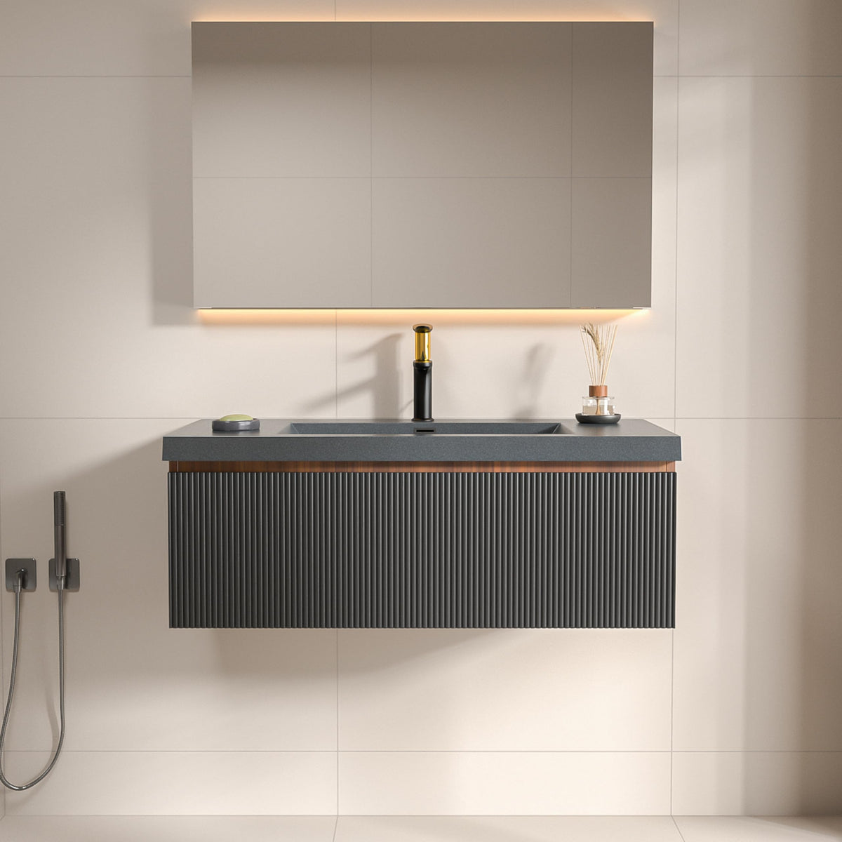 Floating Bathroom Vanity with Sink, Large Storage Wall Mounted Floating Vanity with Soft Close Drawers, One-Piece Basin Bathroom Sink Cabinet