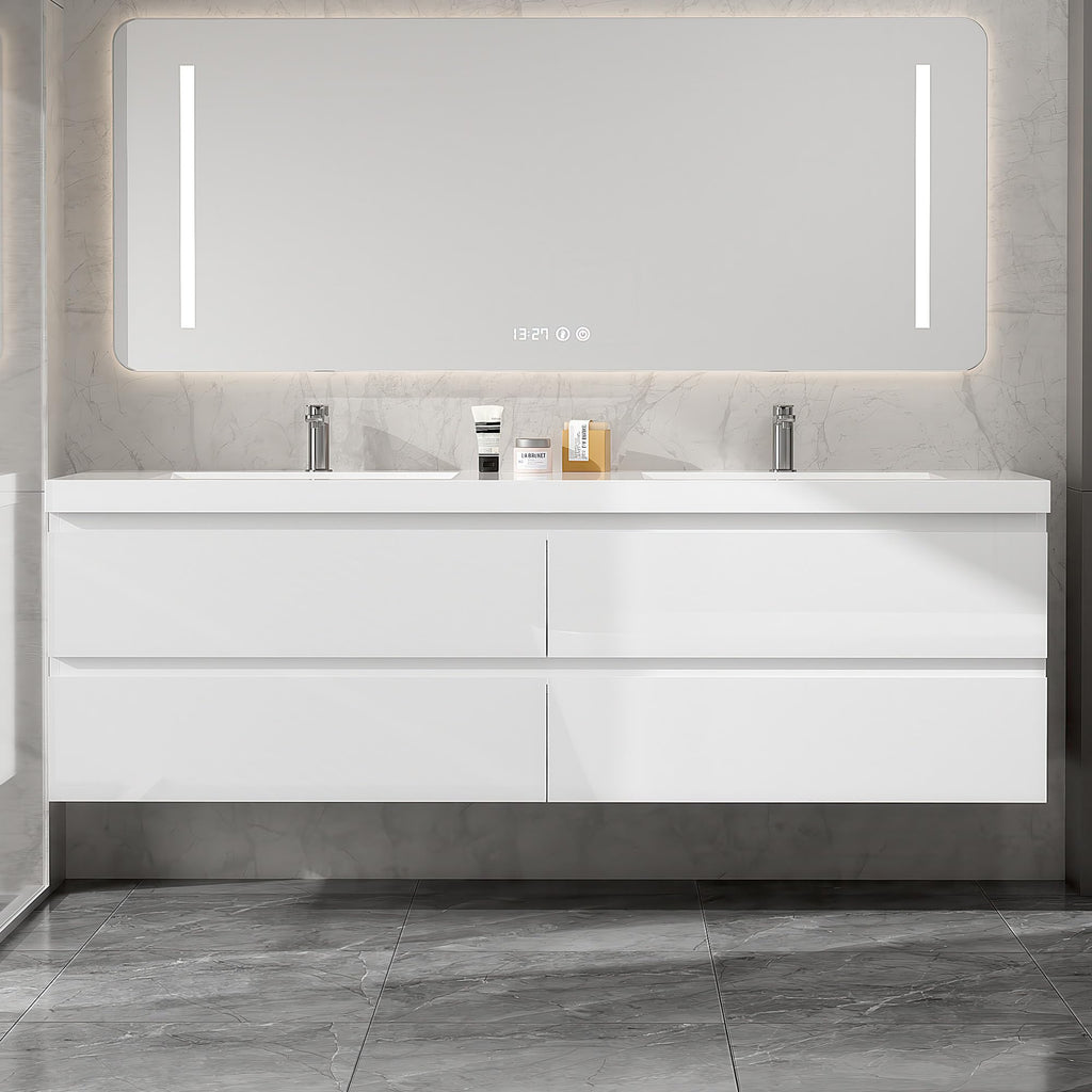 Floating Bathroom Vanity with Sink, Wall Mounted Floating Vanity with Soft Close Drawers, Large Storage Bathroom Vanity with One-Piece Smooth Sink, Fully Assembled
