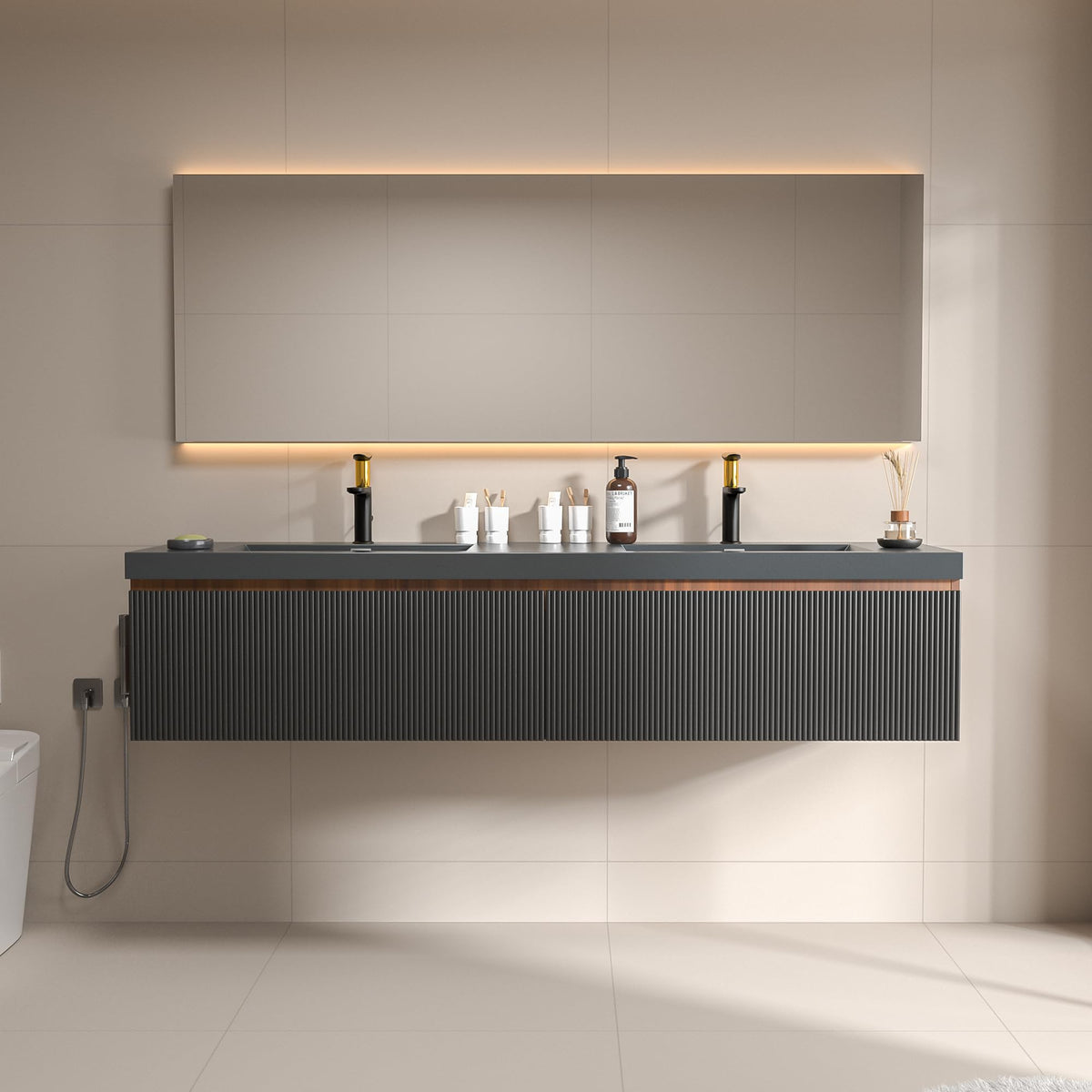 Floating Bathroom Vanity with Sink, Large Storage Wall Mounted Floating Vanity with Soft Close Drawers, One-Piece Basin Bathroom Sink Cabinet