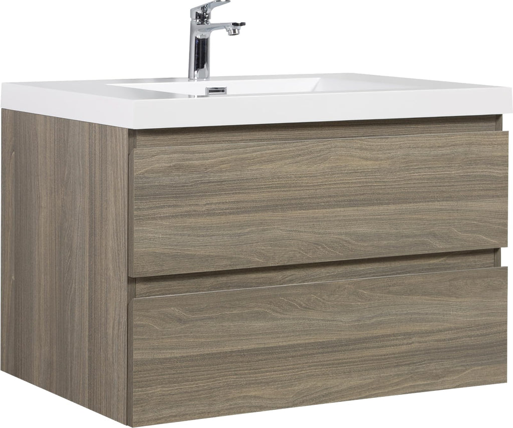 Floating Bathroom Vanity with Sink, Wall Mounted Floating Vanity with Soft Close Drawers, Large Storage Bathroom Vanity with One-Piece Smooth Sink, Fully Assembled
