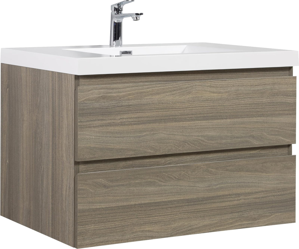 Floating Bathroom Vanity with Sink, Wall Mounted Floating Vanity with Soft Close Drawers, Large Storage Bathroom Vanity with One-Piece Smooth Sink, Fully Assembled