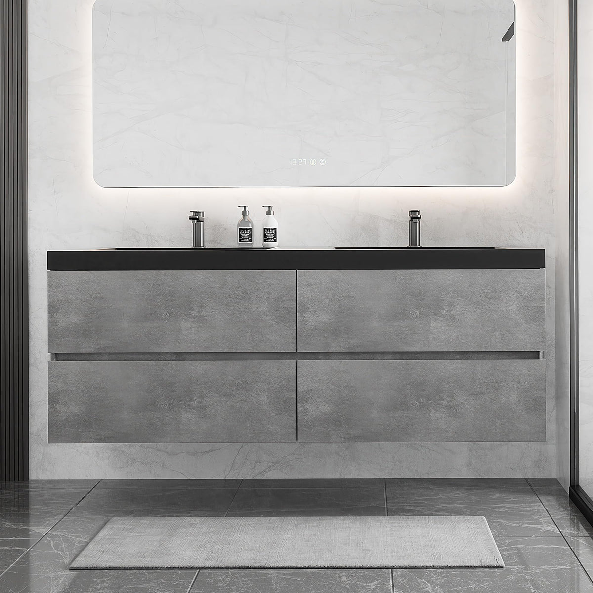 Floating Bathroom Vanity with Sink, Large Storage Wall Mounted Floating Vanity with Soft Close Drawers, One-Piece Basin Bathroom Sink Cabinet