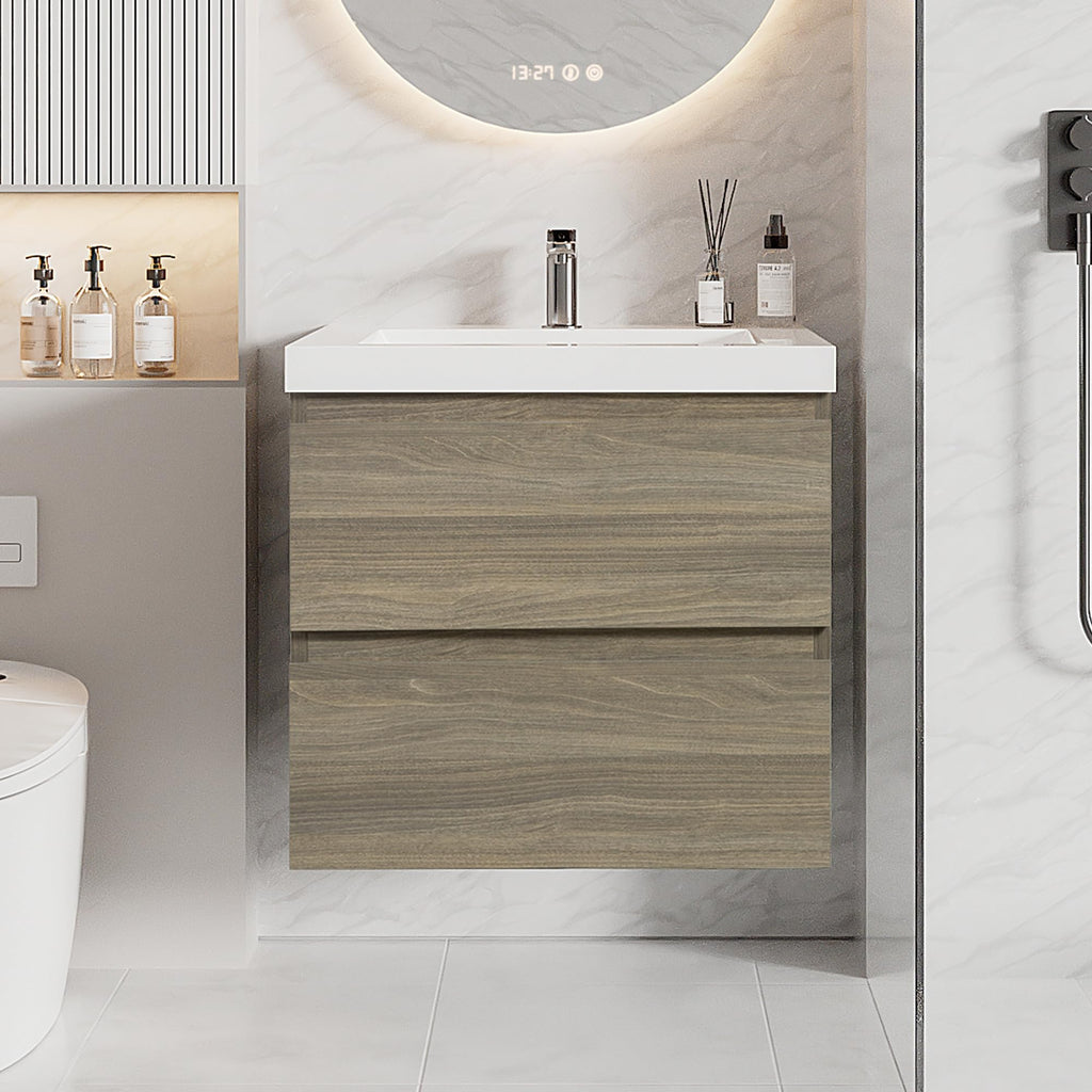 Floating Bathroom Vanity with Sink, Wall Mounted Floating Vanity with Soft Close Drawers, Large Storage Bathroom Vanity with One-Piece Smooth Sink, Fully Assembled