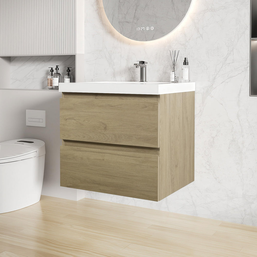 Floating Bathroom Vanity with Sink, Wall Mounted Floating Vanity with Soft Close Drawers, Large Storage Bathroom Vanity with One-Piece Smooth Sink, Fully Assembled