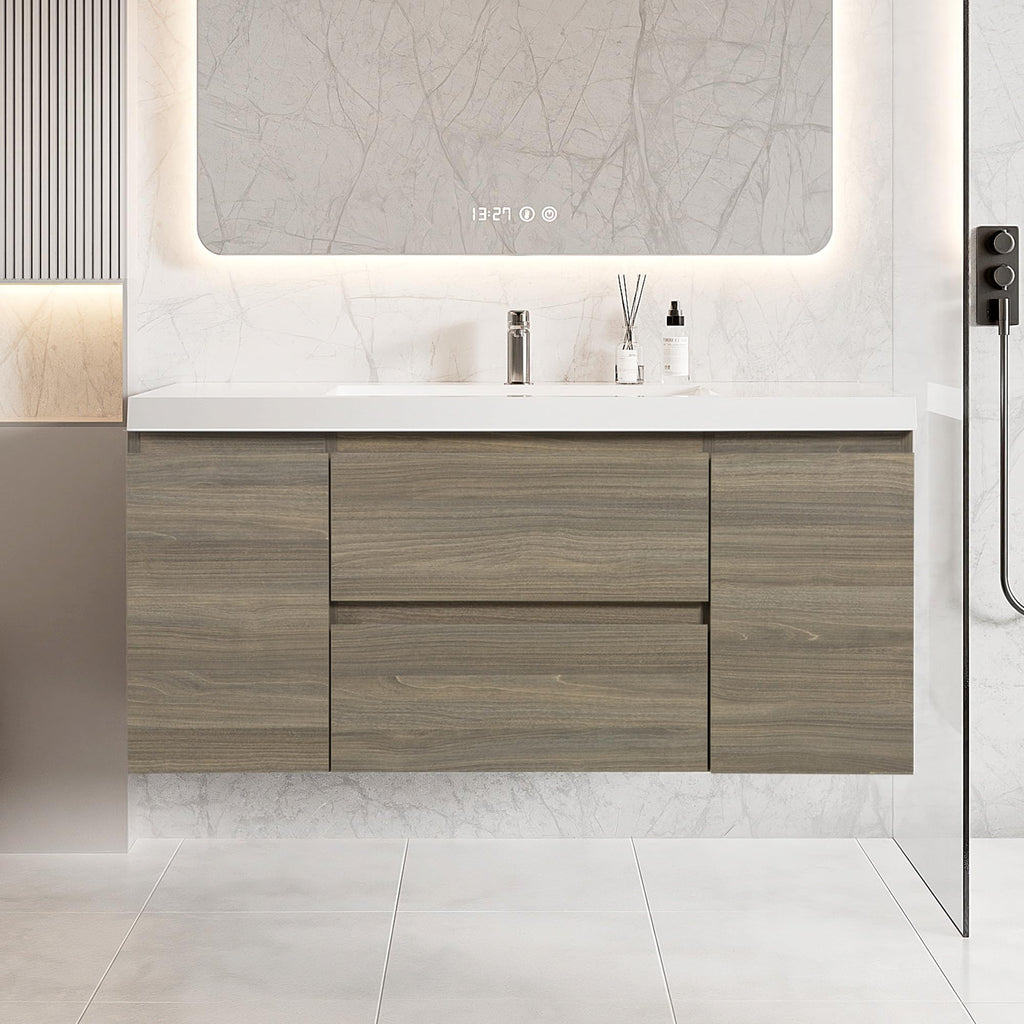 Floating Bathroom Vanity with Sink, Large Storage Wall Mounted Floating Vanity with Soft Close Drawers, One-Piece Basin Bathroom Sink Cabinet