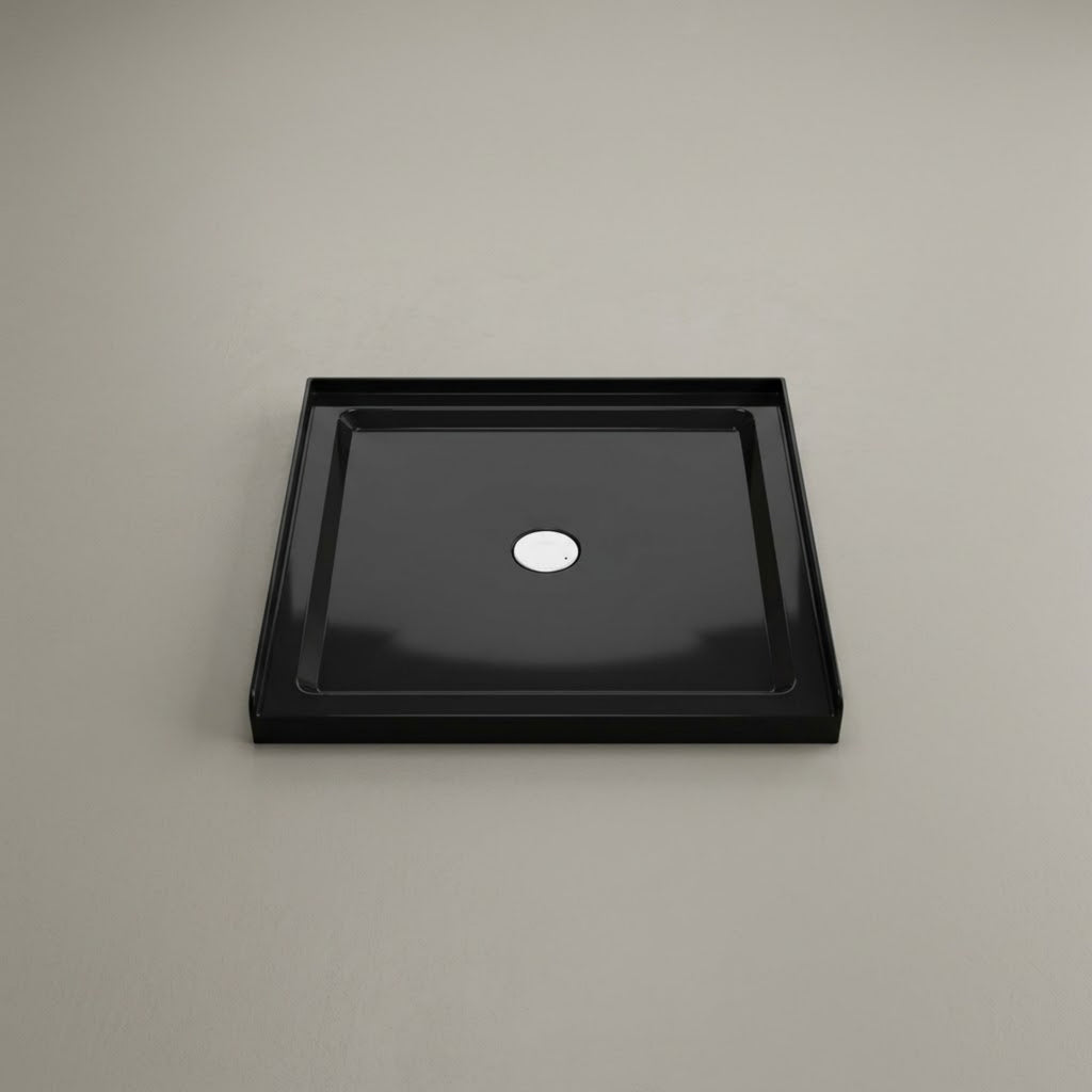 36'' Square Shower Base Black ABS, high-gloss,Centered Drain, without  drain set