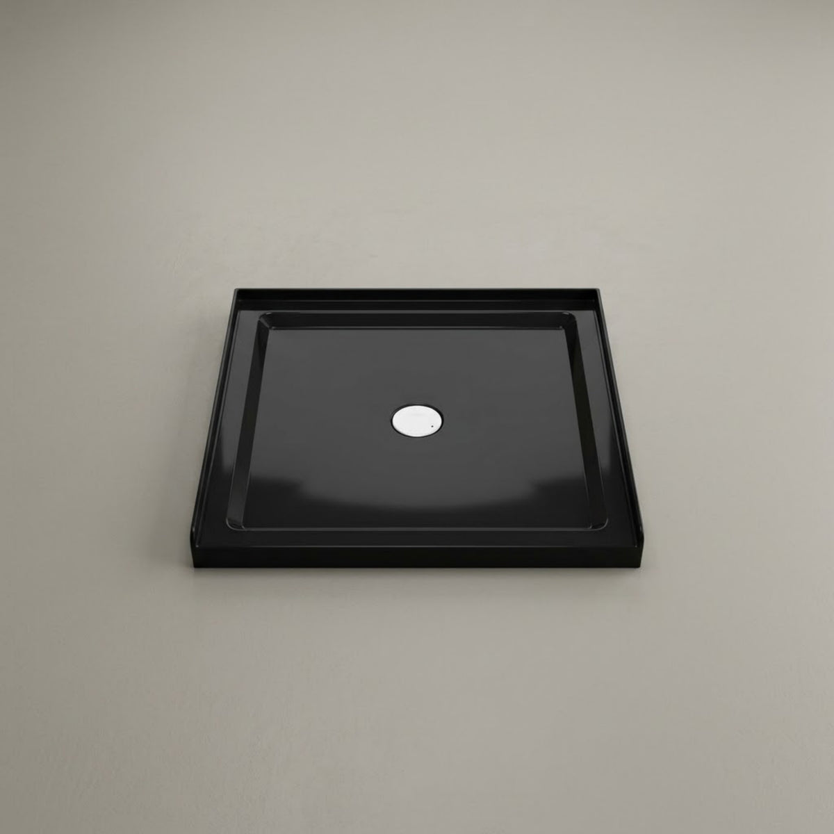 36'' Square Shower Base Black ABS, high-gloss,Centered Drain, without  drain set