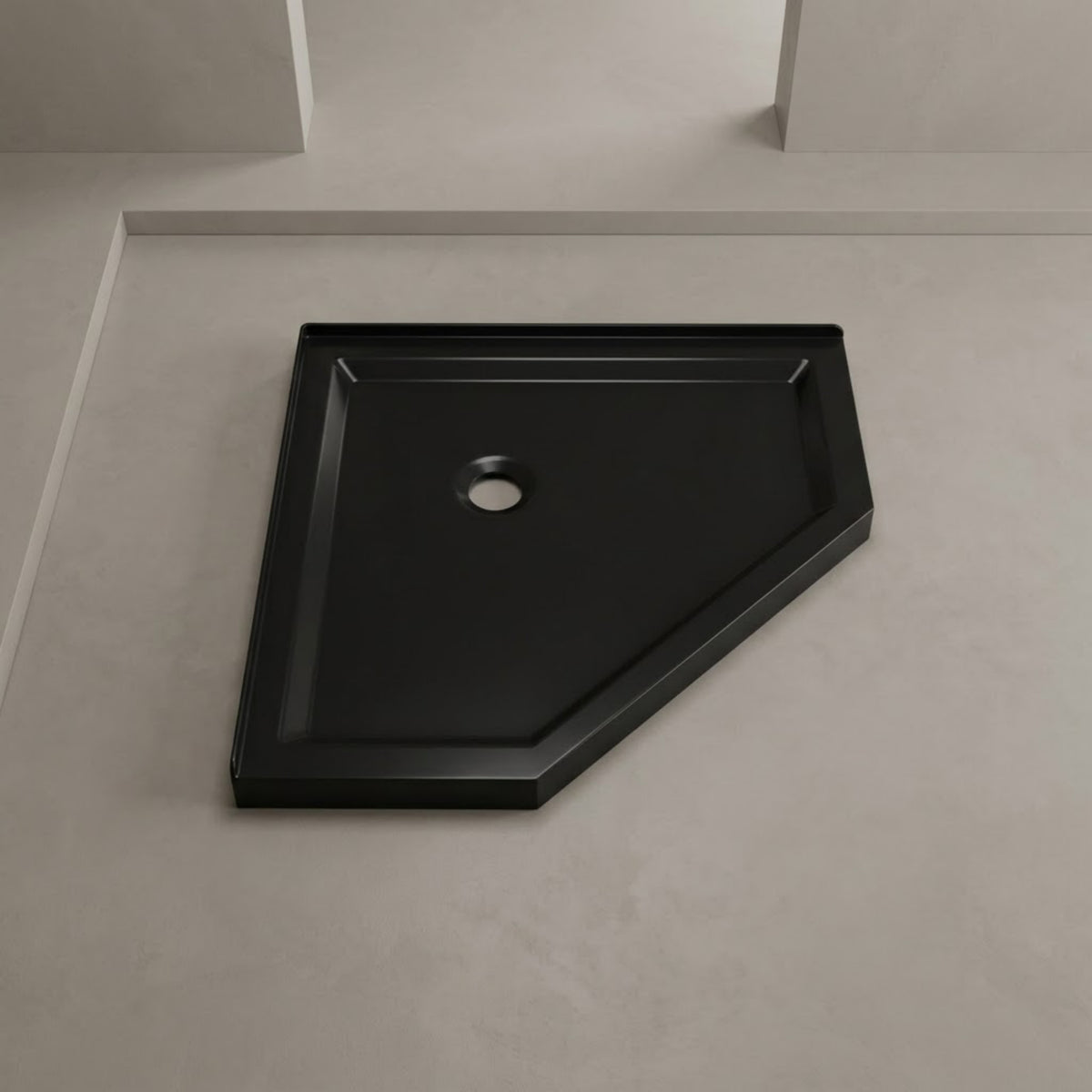36"x36" Corner Shower Pan Base Neo-Angle Center Drain, No Drainage Set