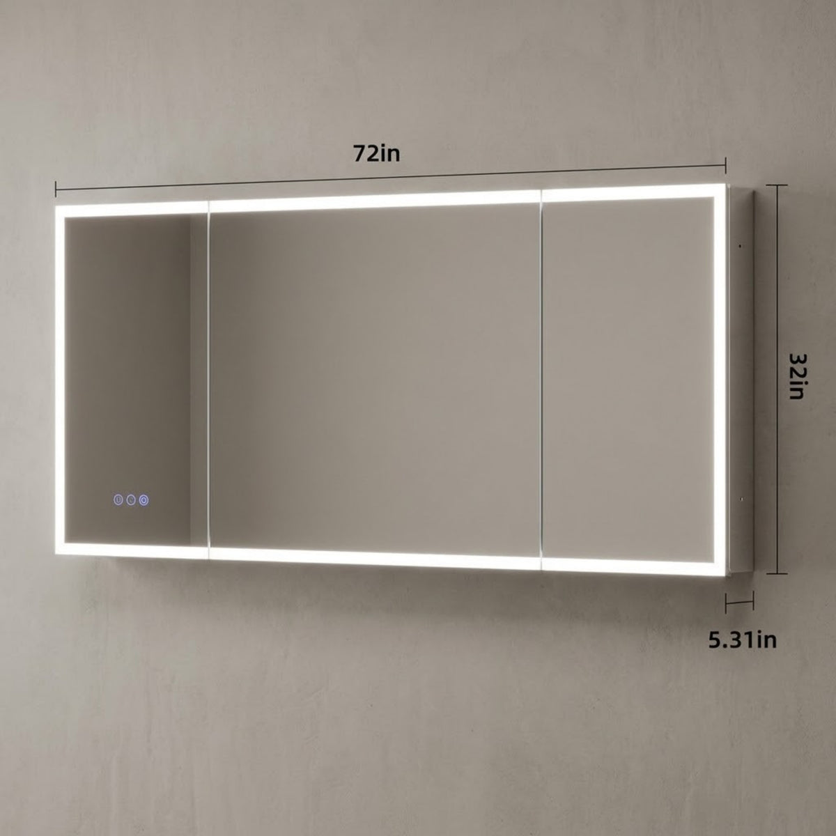 72"X32"Led Medicine Cabinet Bathroom Mirror Recessed /Wall Mounted, Anti-Fog