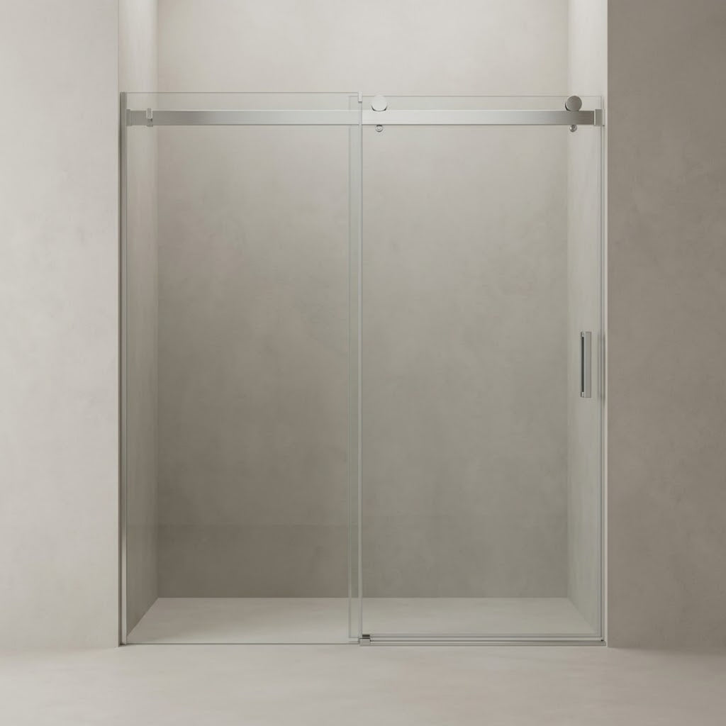 68-72"W*76"H Frameless Single Sliding Soft-Close Shower Doors 3/8"Tempered Glass