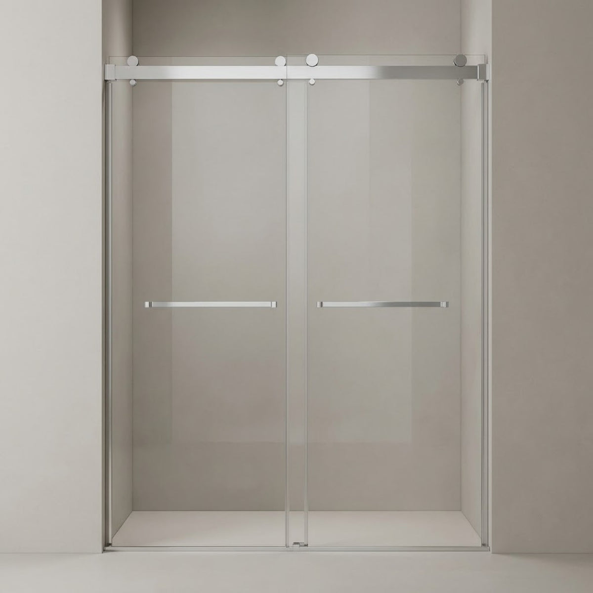 56-60"W x 76"H Double Sliding Shower Door in Brushed Nickel,  10mm Clear Glass