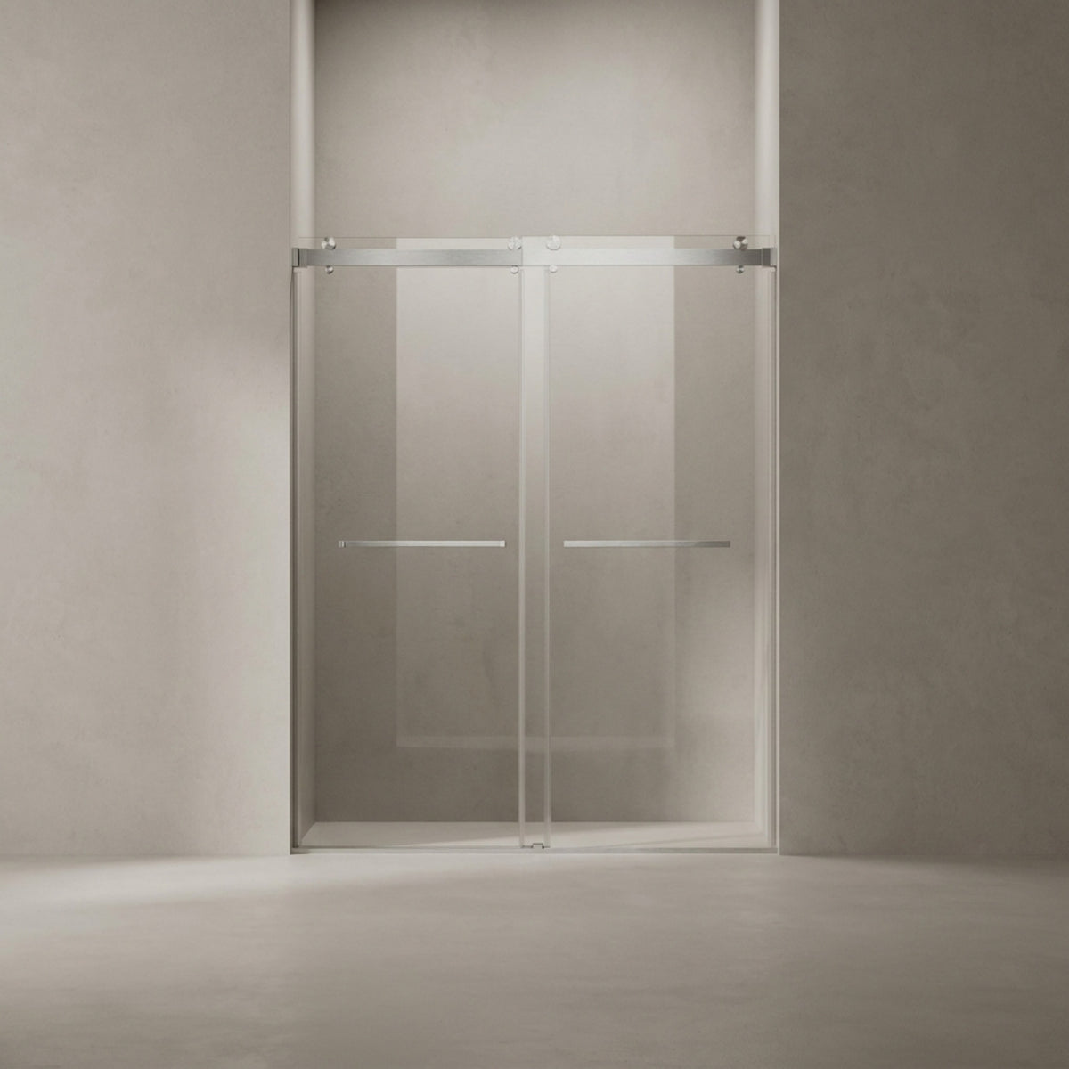 56-60"W x 76"H Double Sliding Shower Door in Brushed Nickel,  10mm Clear Glass