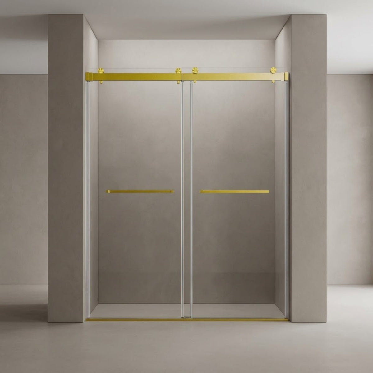 56-60"W x 76"H Double Sliding Shower Door in Brushed Nickel,  10mm Clear Glass