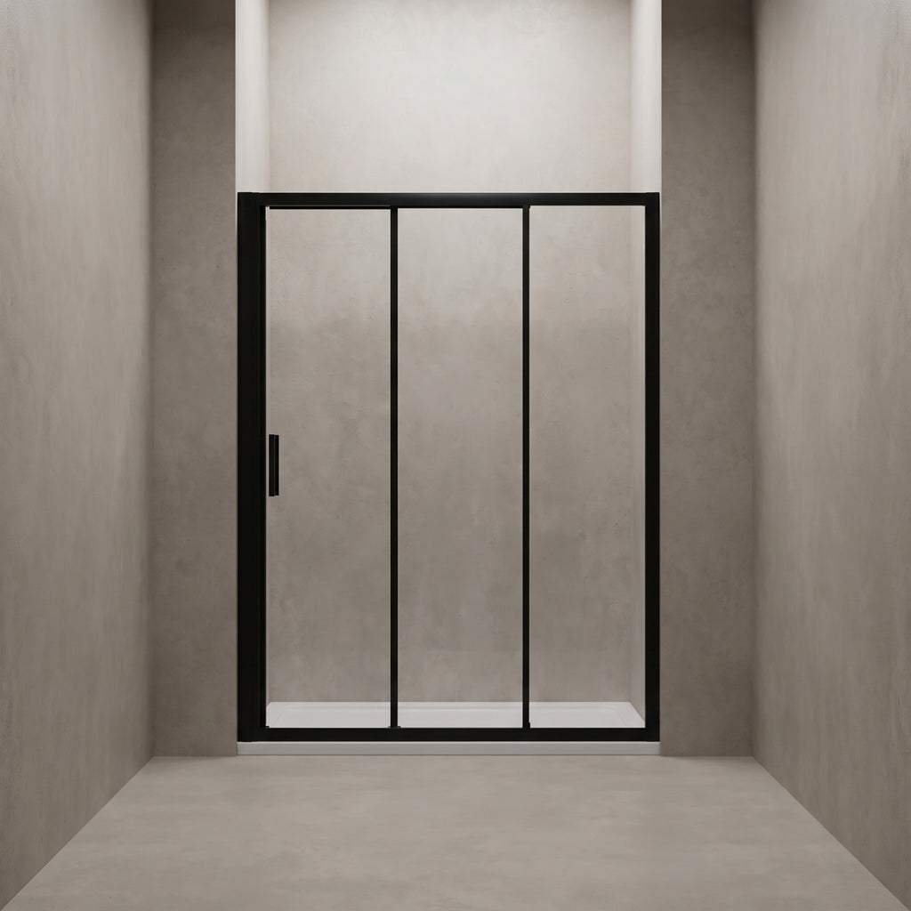 (44"-48") x70" Tri-fold Sliding Shower Door, Matte Black, 6mm Tempered Glass