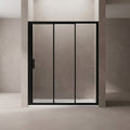 （56"-60") x70"  Tri-fold Sliding Shower Door, Matte Black, 6mm Tempered Glass