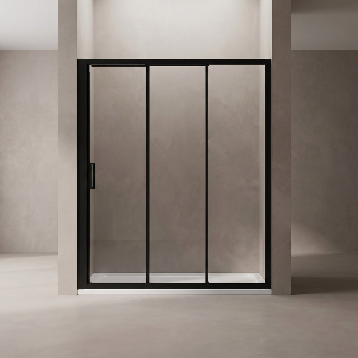 （56"-60") x70"  Tri-fold Sliding Shower Door, Matte Black, 6mm Tempered Glass